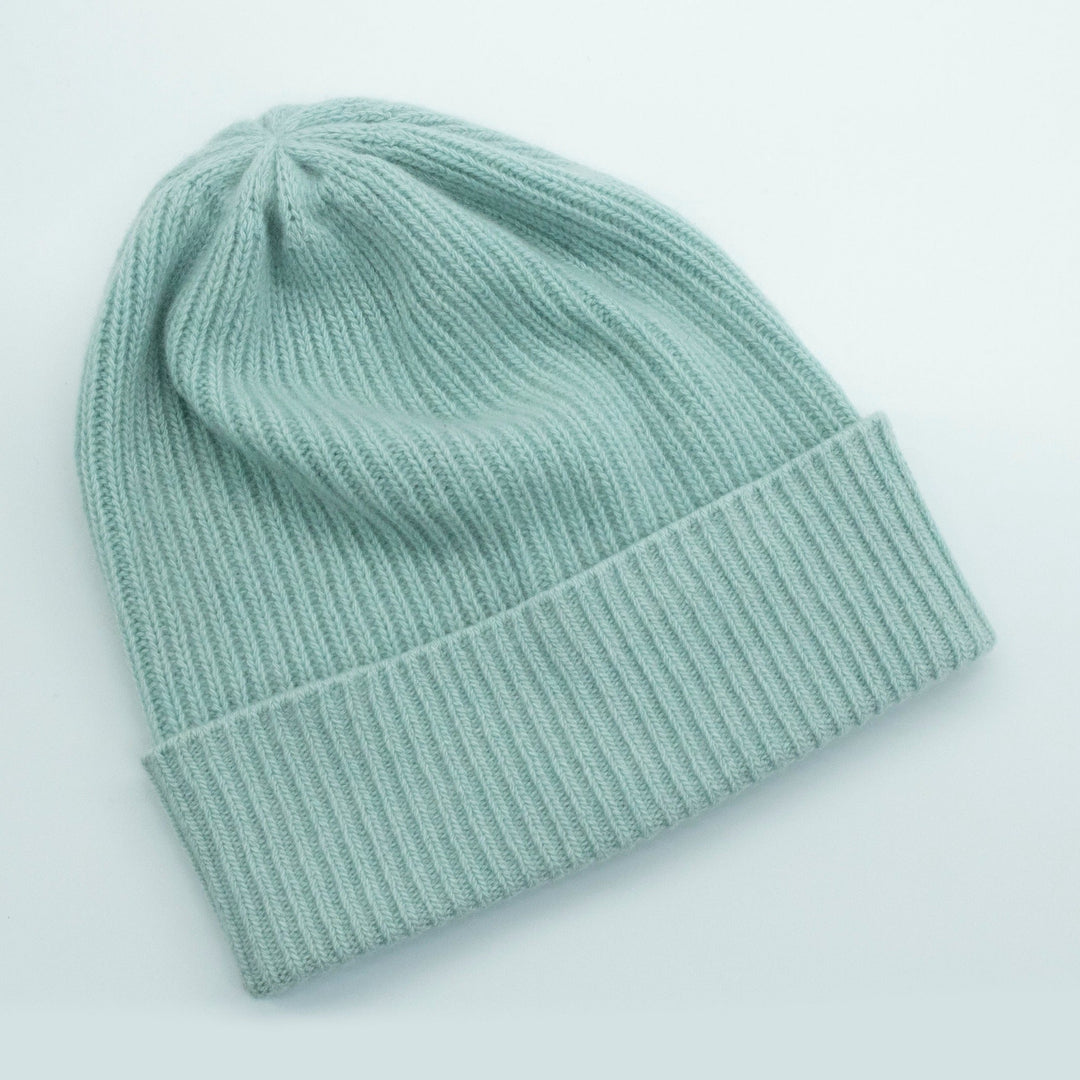 LADIES CASHMERE RIBBED HAT WITH FOLDED CUFF-6