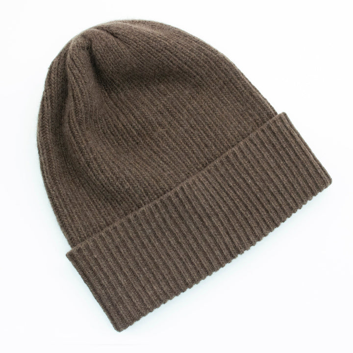 LADIES CASHMERE RIBBED HAT WITH FOLDED CUFF-12