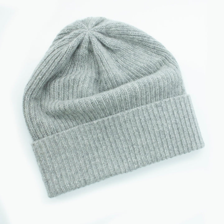 LADIES CASHMERE RIBBED HAT WITH FOLDED CUFF-7