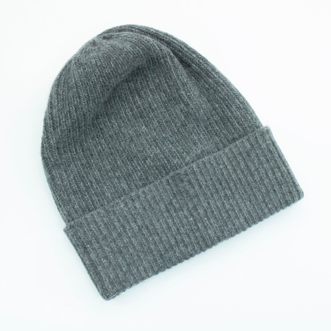 LADIES CASHMERE RIBBED HAT WITH FOLDED CUFF-8