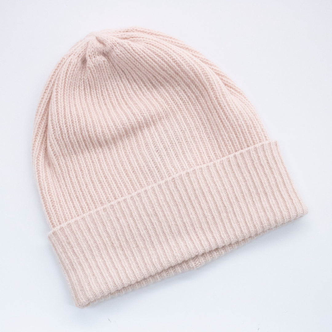 LADIES CASHMERE RIBBED HAT WITH FOLDED CUFF-0