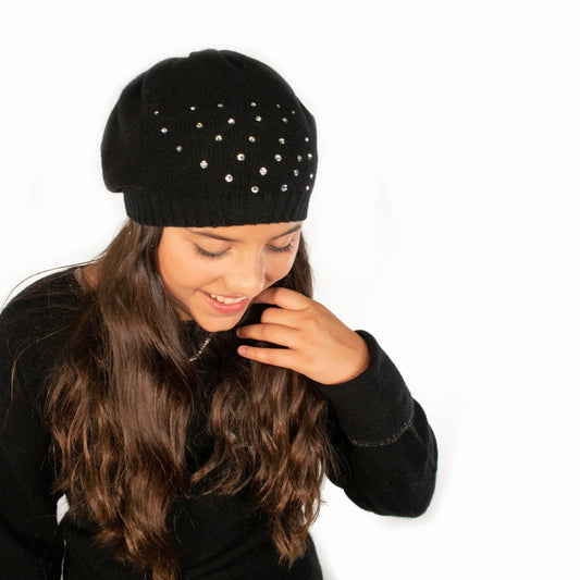 CASHMERE HAT WITH CRYSTALS-0