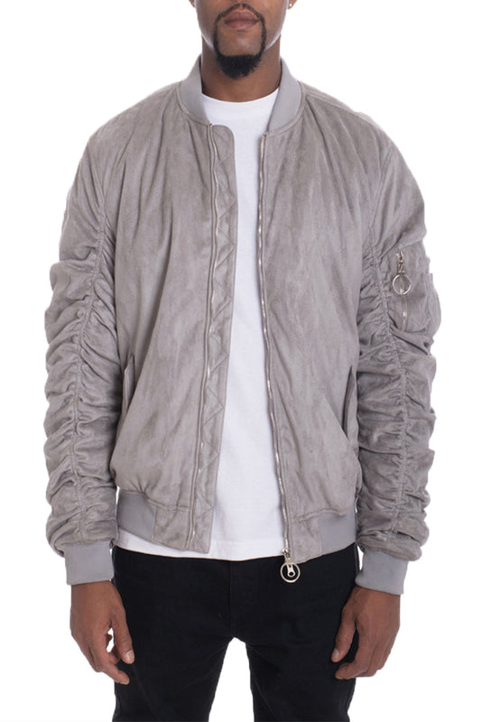 Faux Suede Tagged Bomber-0