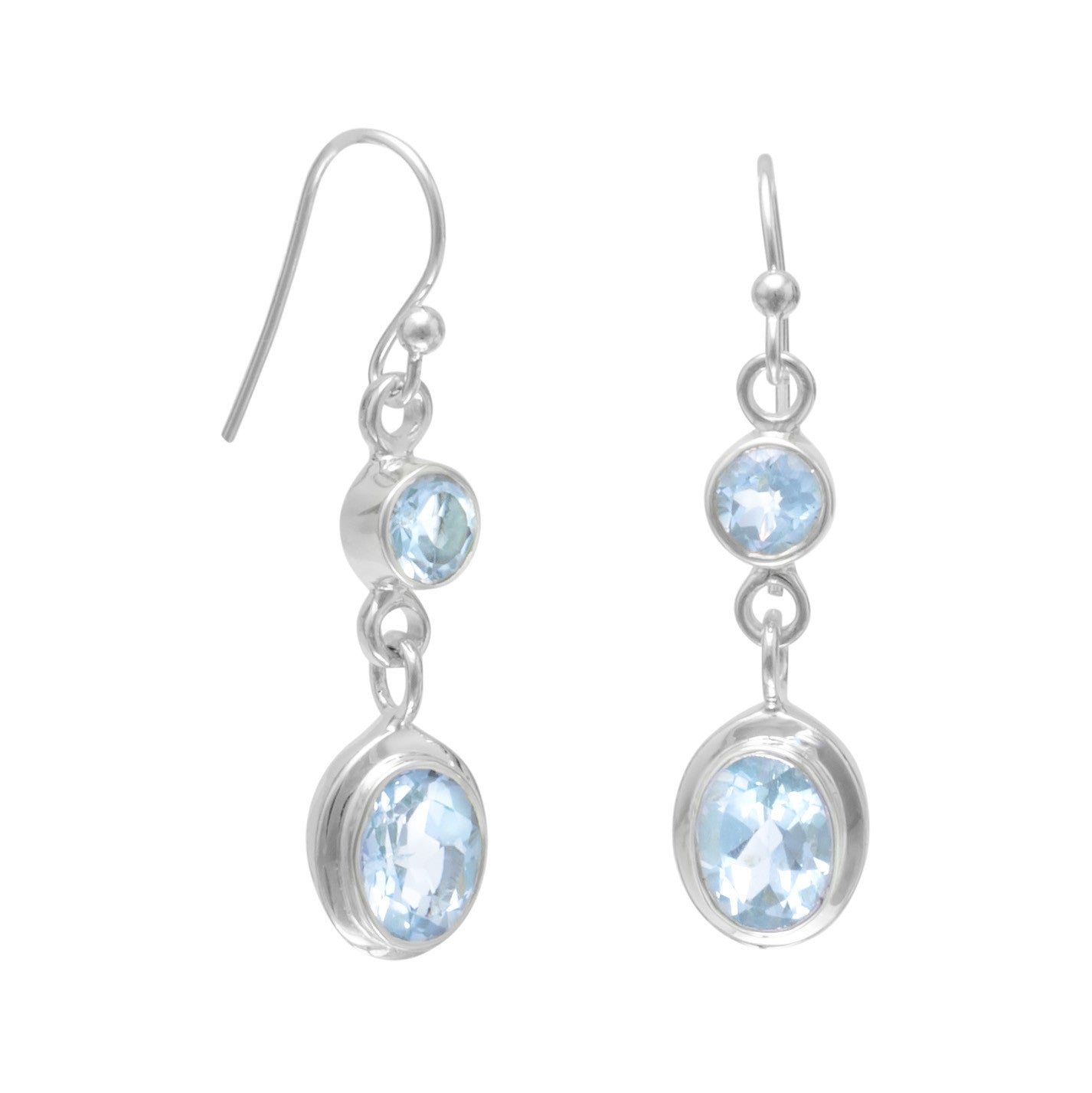 Round and Oval Blue Topaz Earrings on French Wire - Scarvesnthangs