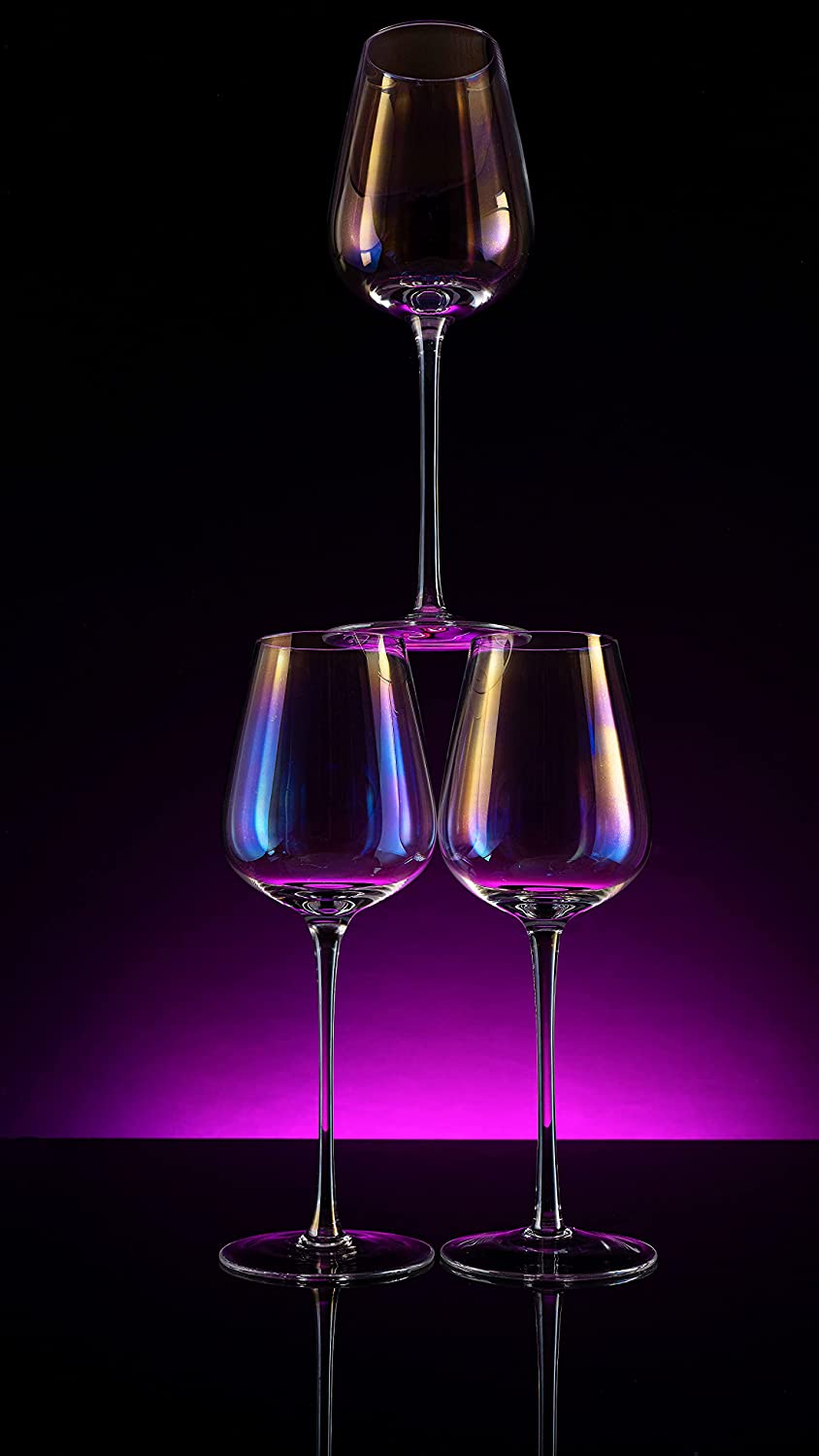 Iridescent Luster Large Radiance Wine Glasses - White Pearl Whimsy and Nostalgia Large Red Wine or White Wine Glass In An Elegant Gift Box-5