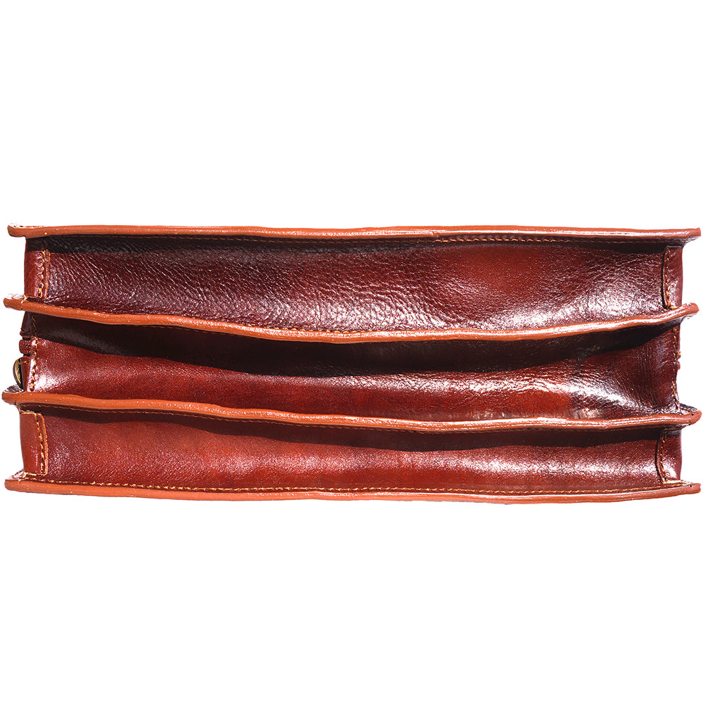Leather briefcase with three compartments - Scarvesnthangs