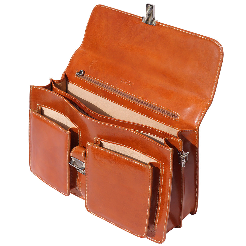 Leather briefcase with two compartments - Scarvesnthangs