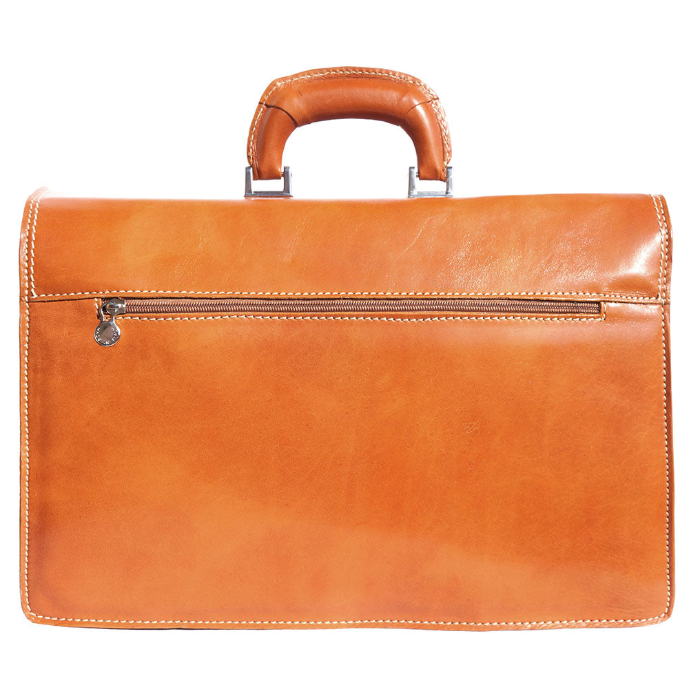 Genuine leather briefcase with three compartments - Scarvesnthangs