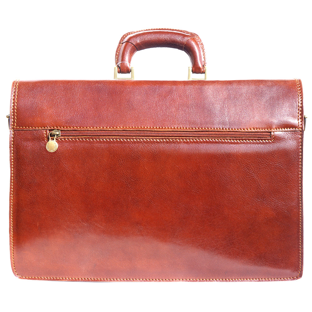 Genuine leather briefcase with three compartments - Scarvesnthangs