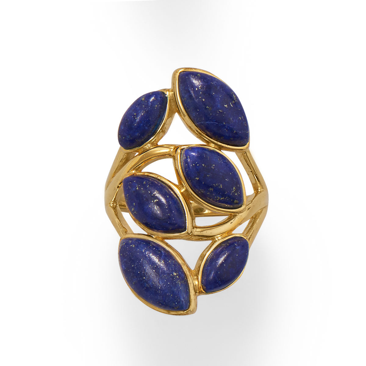 14 Karat Gold Plated Pear Shaped Lapis Ring - Scarvesnthangs