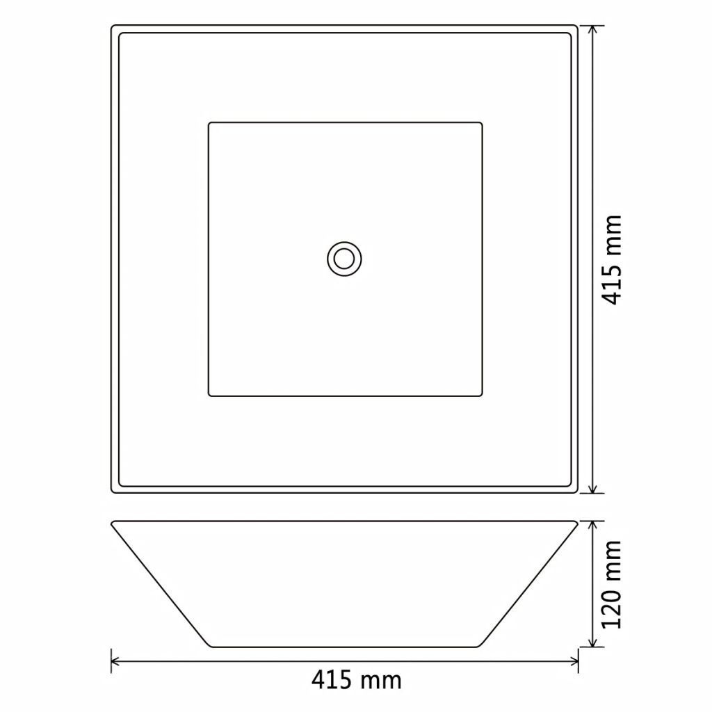vidaXL Basin Square Ceramic White 16.3"x16.3"x4.7"-4