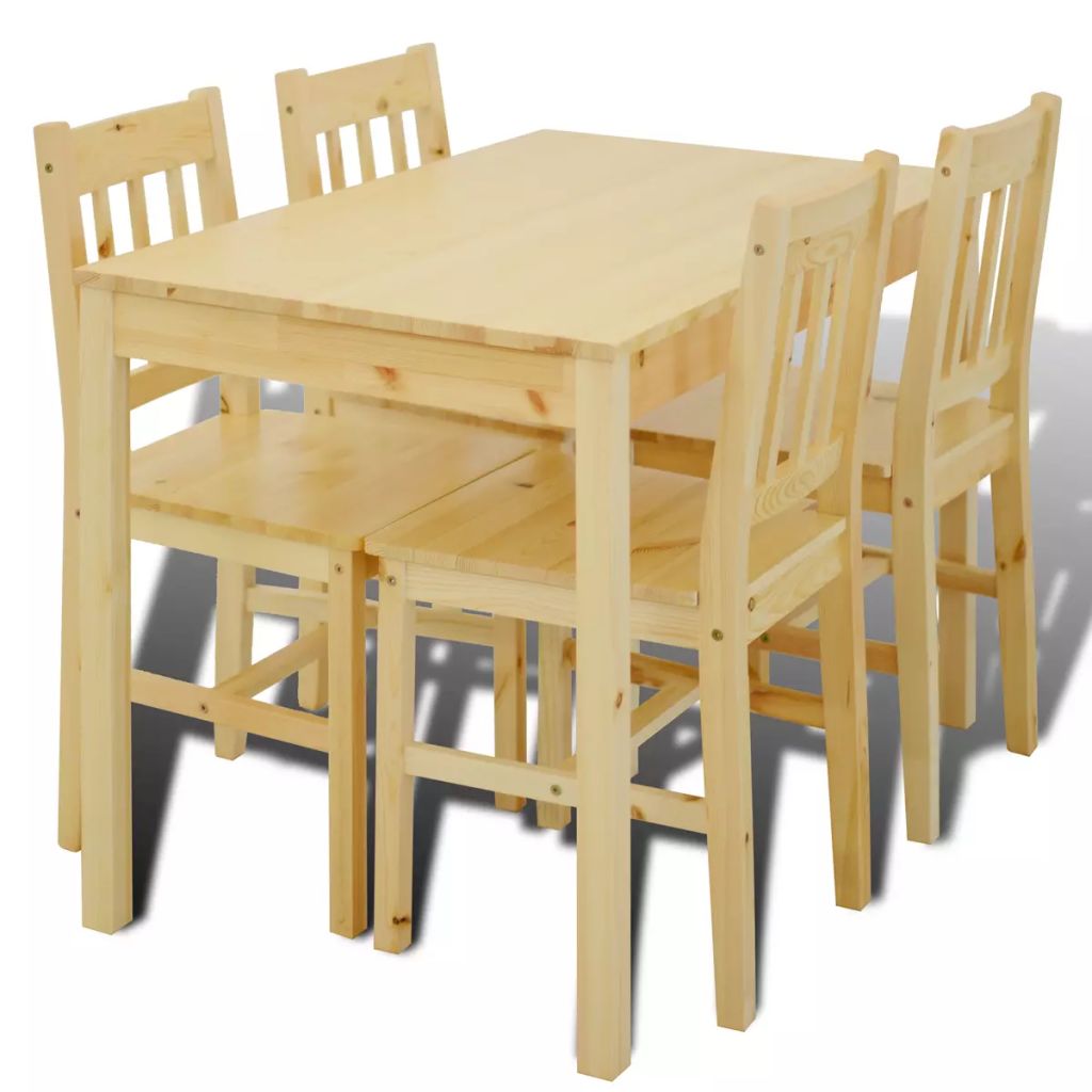 vidaXL Kitchen Dining Set Wooden Furniture Table and Chairs Seat Multi Colors-1