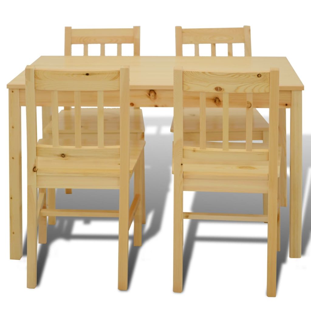 vidaXL Kitchen Dining Set Wooden Furniture Table and Chairs Seat Multi Colors-2