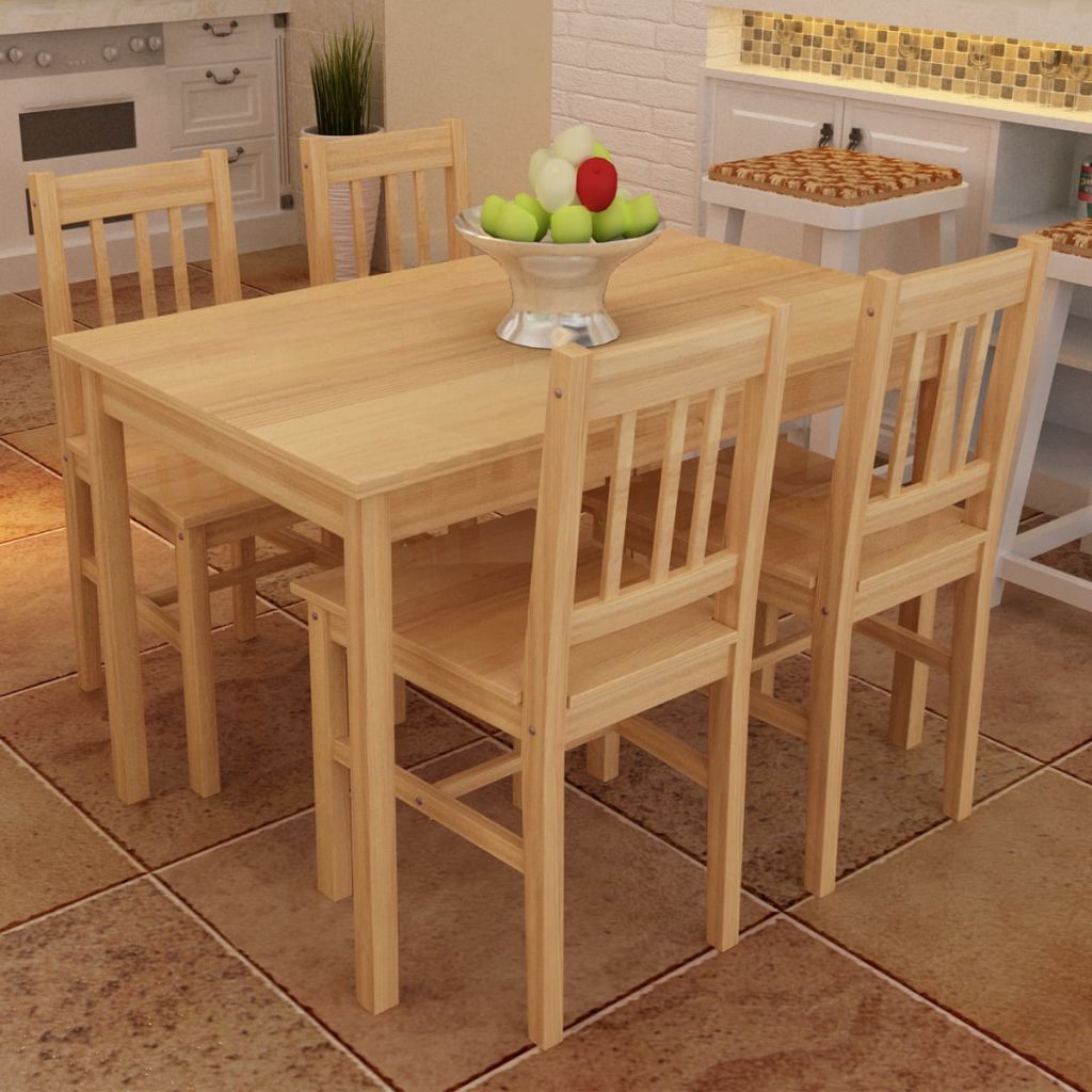 vidaXL Kitchen Dining Set Wooden Furniture Table and Chairs Seat Multi Colors-0