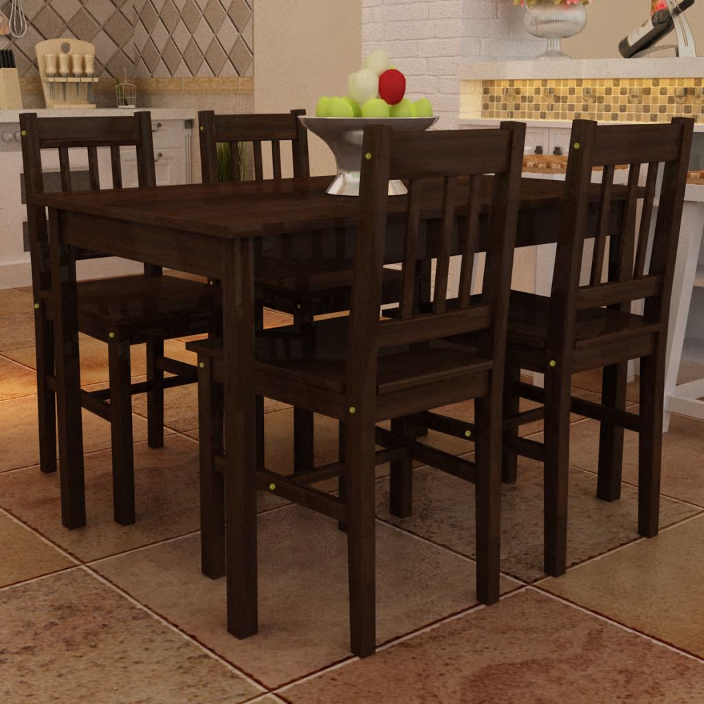 vidaXL Kitchen Dining Set Wooden Furniture Table and Chairs Seat Multi Colors-3