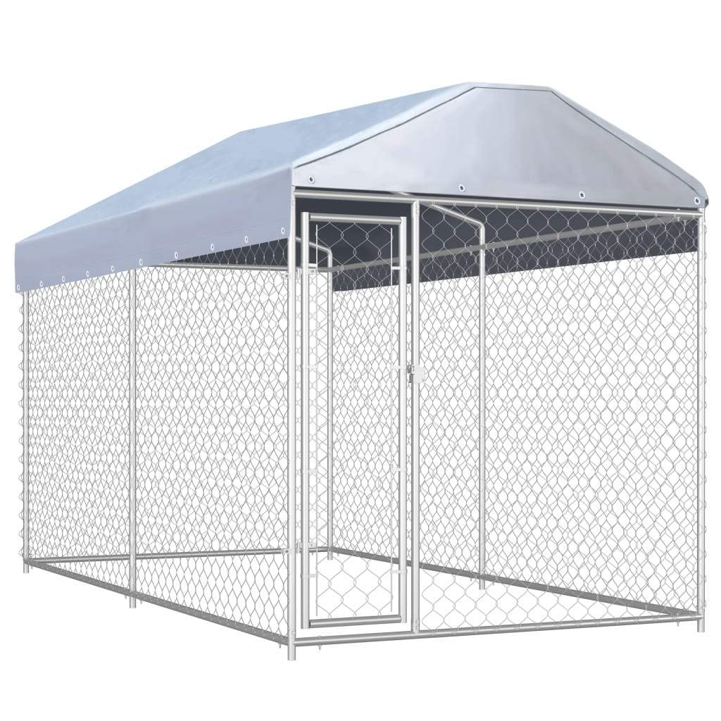 vidaXL Outdoor Dog Kennel with Canopy Top 150.4"x75.6"x88.6" - Scarvesnthangs