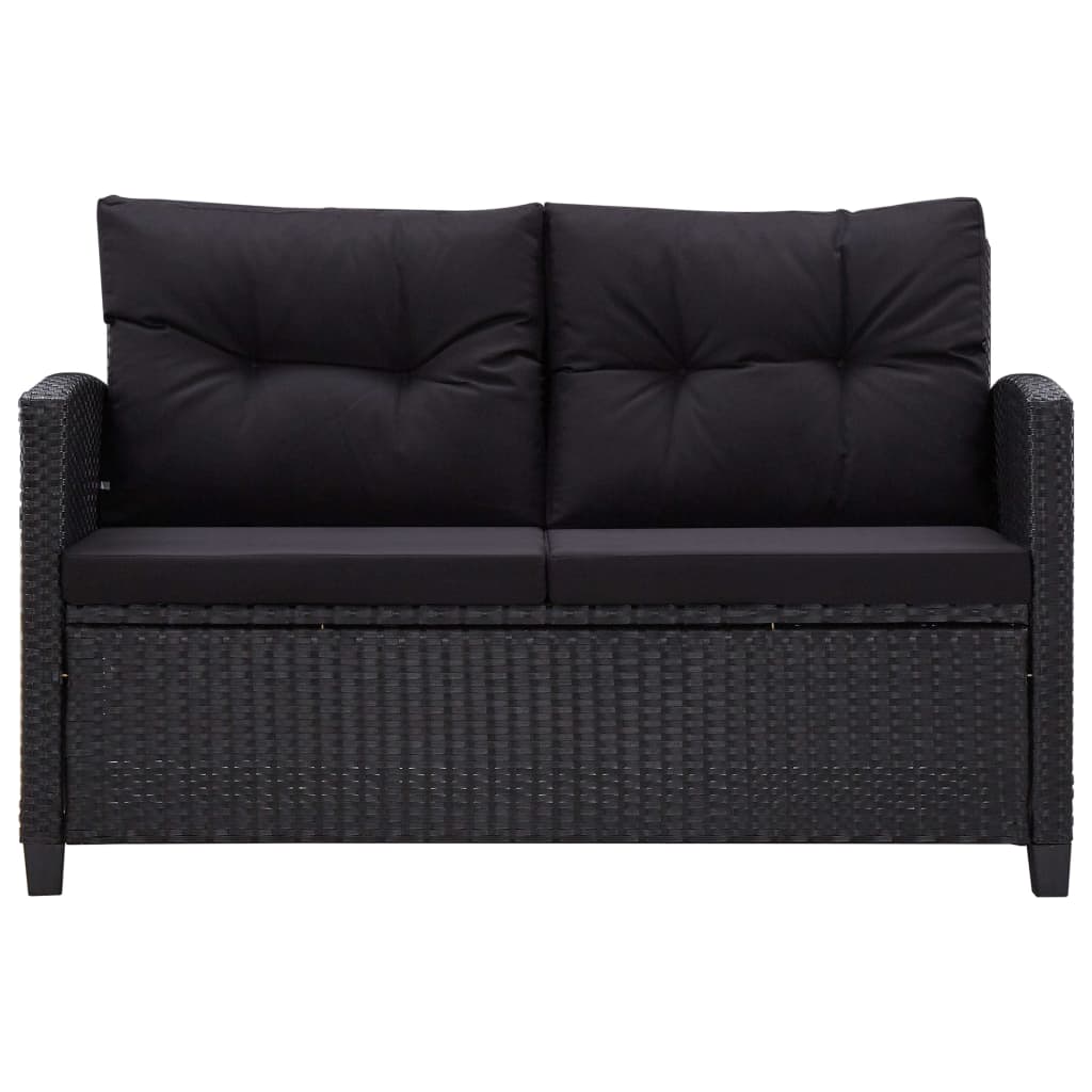 vidaXL 2-Seater Garden Sofa with Cushions Poly Rattan Outdoor Patio Gray/Black - Scarvesnthangs