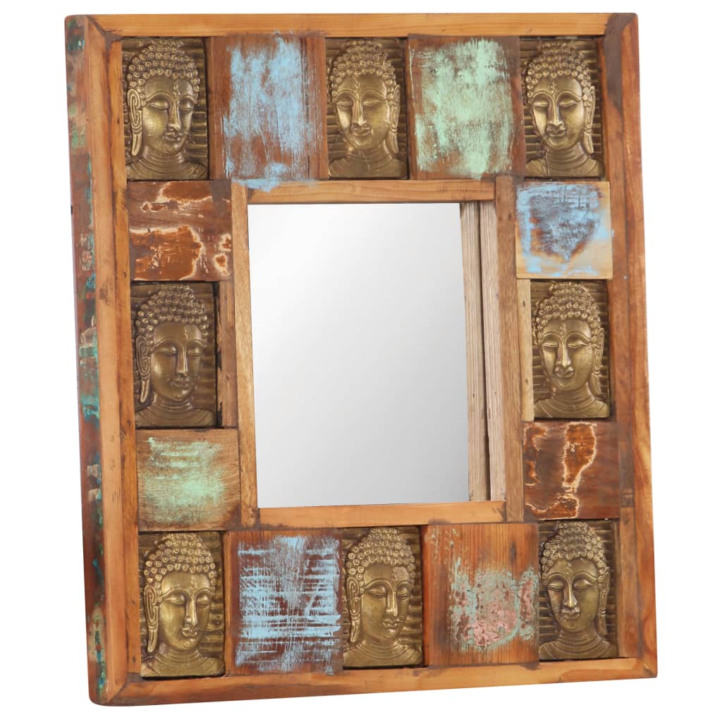 vidaXL Mirror with Buddha Cladding Solid Reclaimed Wood Hallway Multi Sizes-0