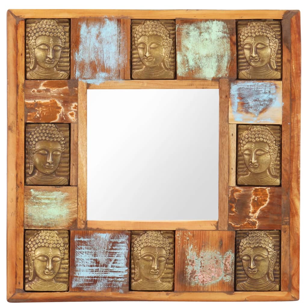 vidaXL Mirror with Buddha Cladding Solid Reclaimed Wood Hallway Multi Sizes-1