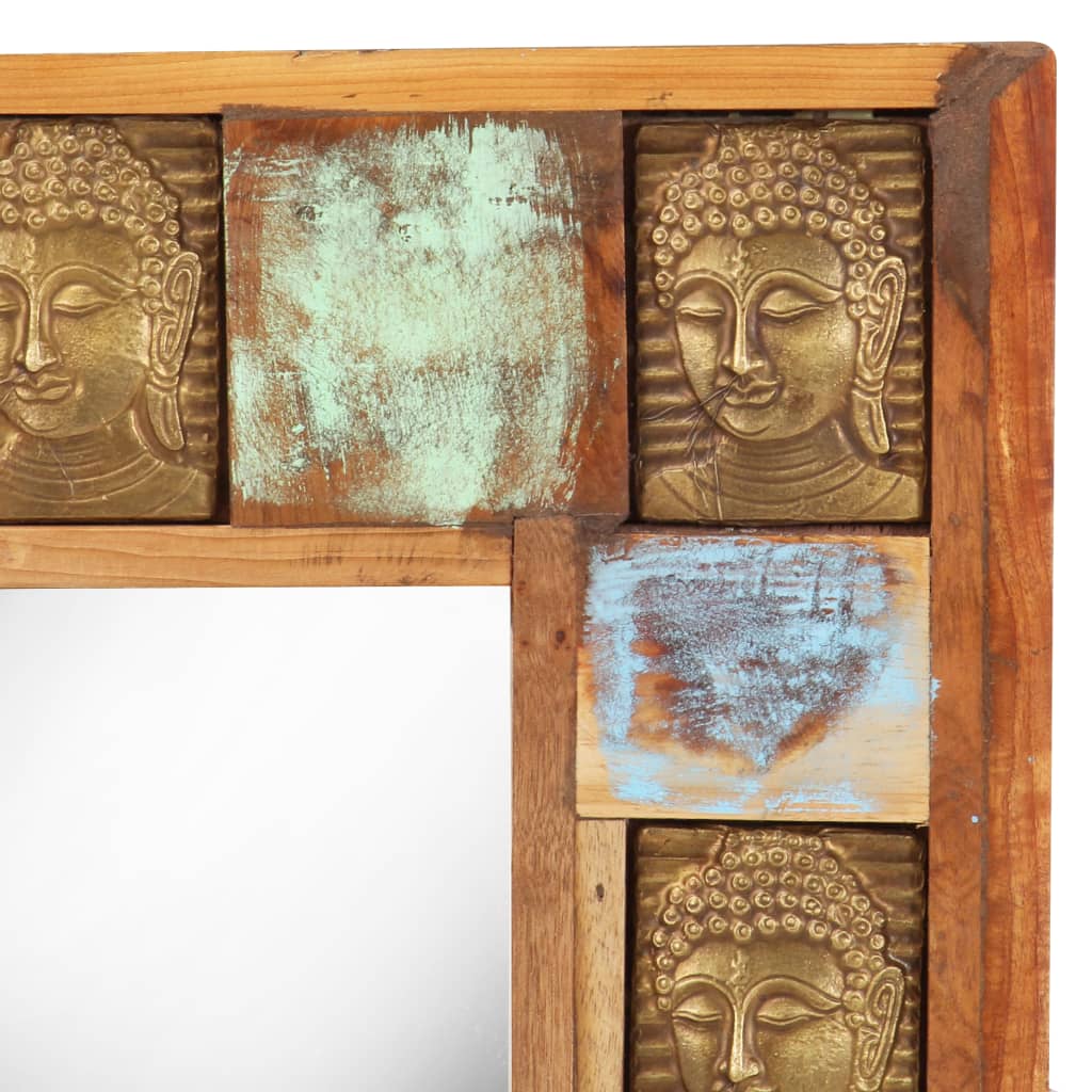 vidaXL Mirror with Buddha Cladding Solid Reclaimed Wood Hallway Multi Sizes-3