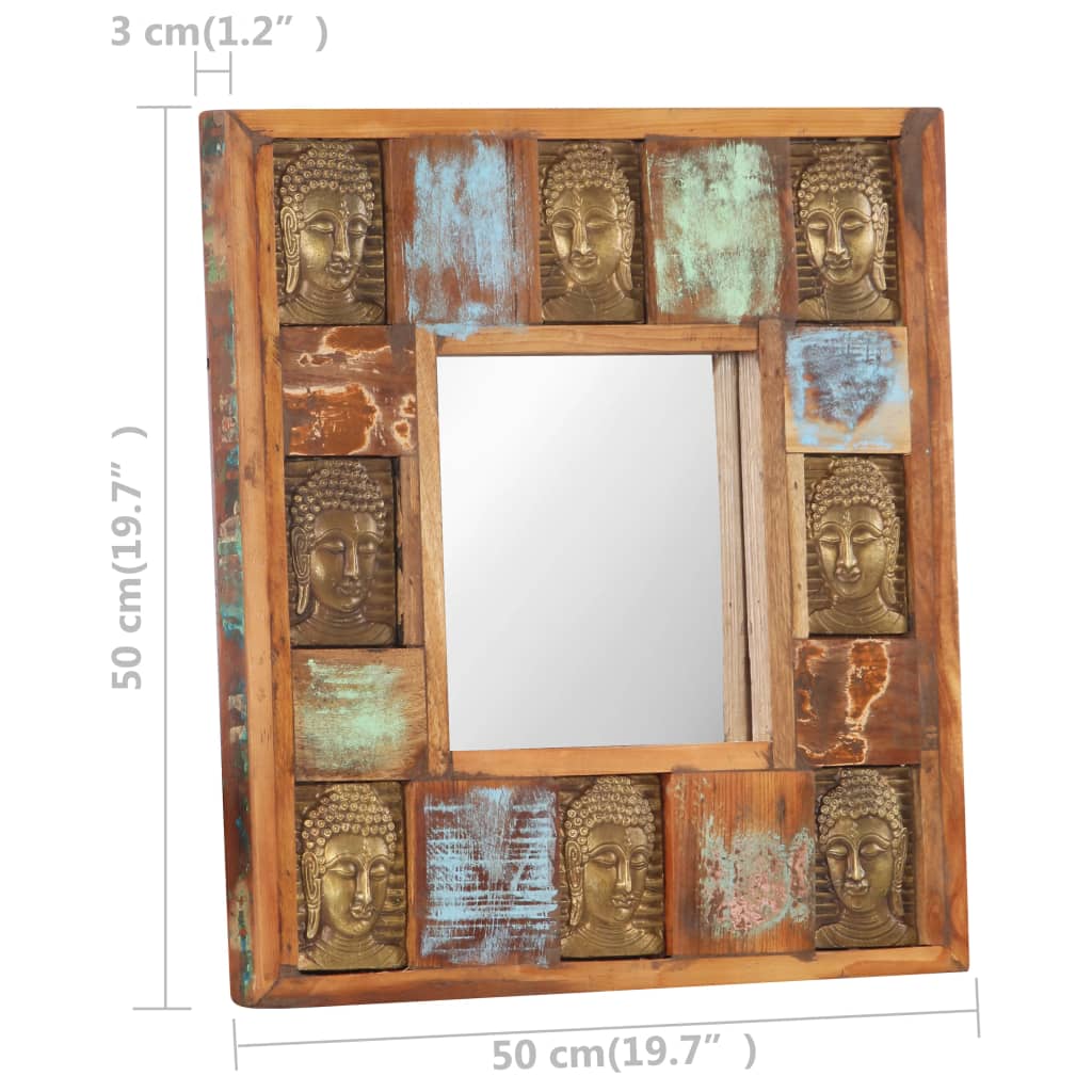 vidaXL Mirror with Buddha Cladding Solid Reclaimed Wood Hallway Multi Sizes-4