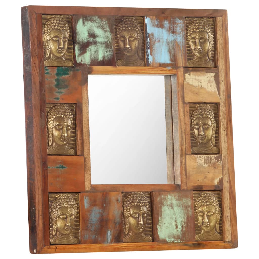 vidaXL Mirror with Buddha Cladding Solid Reclaimed Wood Hallway Multi Sizes-5