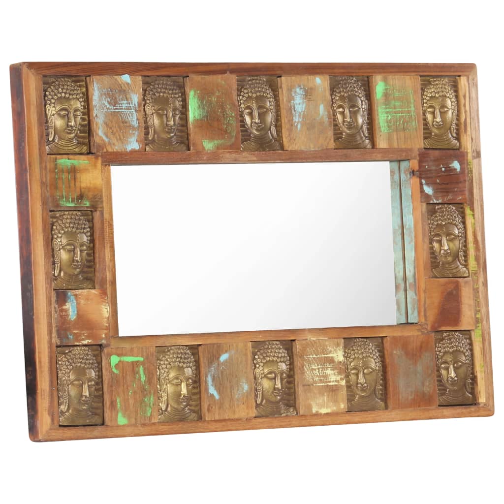 vidaXL Mirror with Buddha Cladding Solid Reclaimed Wood Hallway Multi Sizes-6