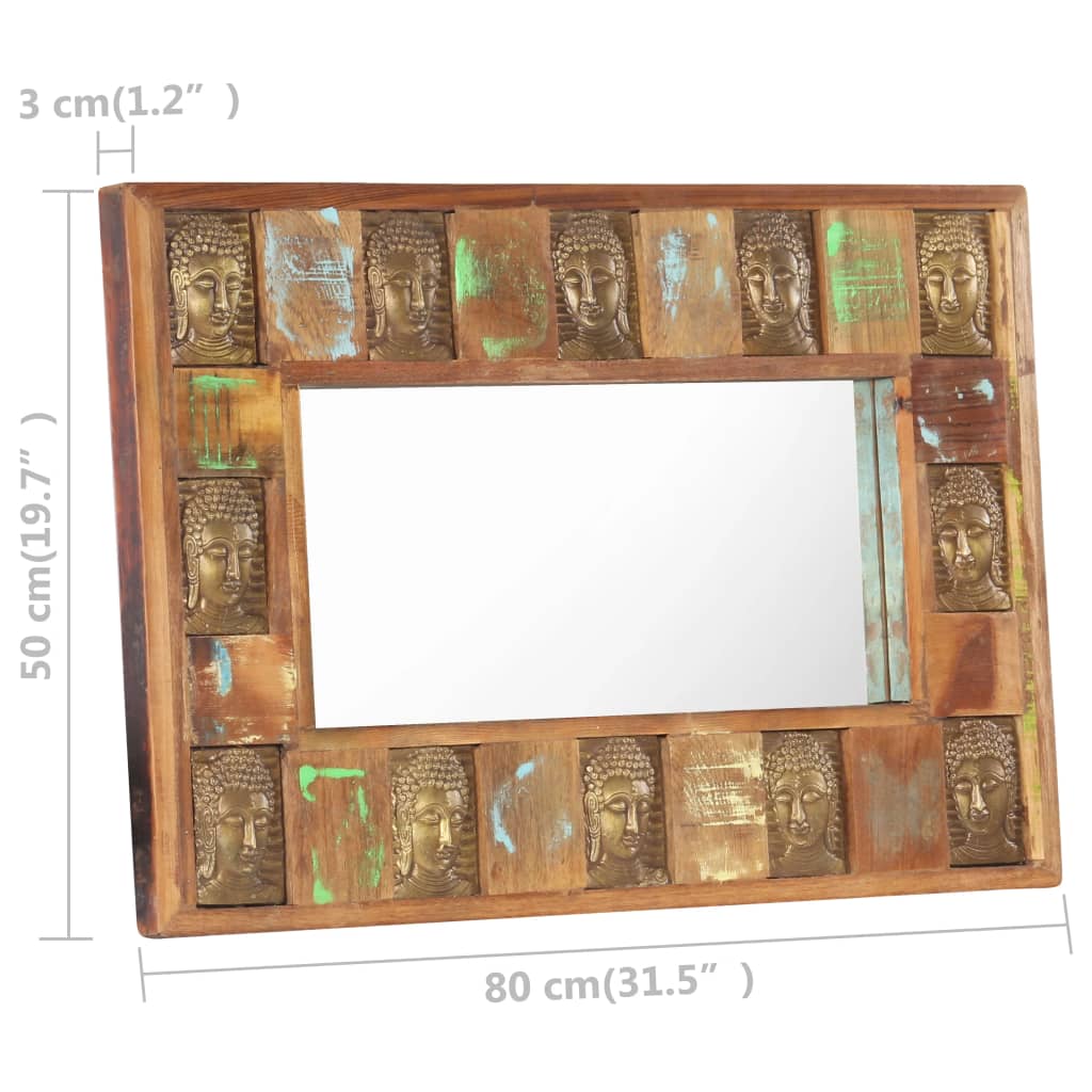 vidaXL Mirror with Buddha Cladding Solid Reclaimed Wood Hallway Multi Sizes-10