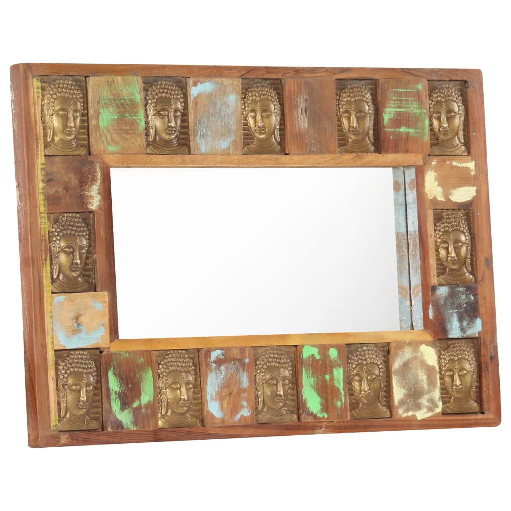 vidaXL Mirror with Buddha Cladding Solid Reclaimed Wood Hallway Multi Sizes-11