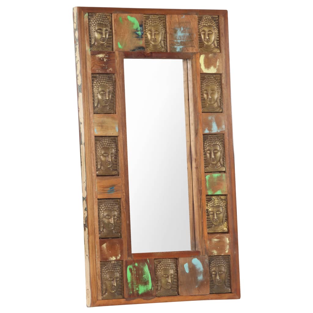 vidaXL Mirror with Buddha Cladding Solid Reclaimed Wood Hallway Multi Sizes-12
