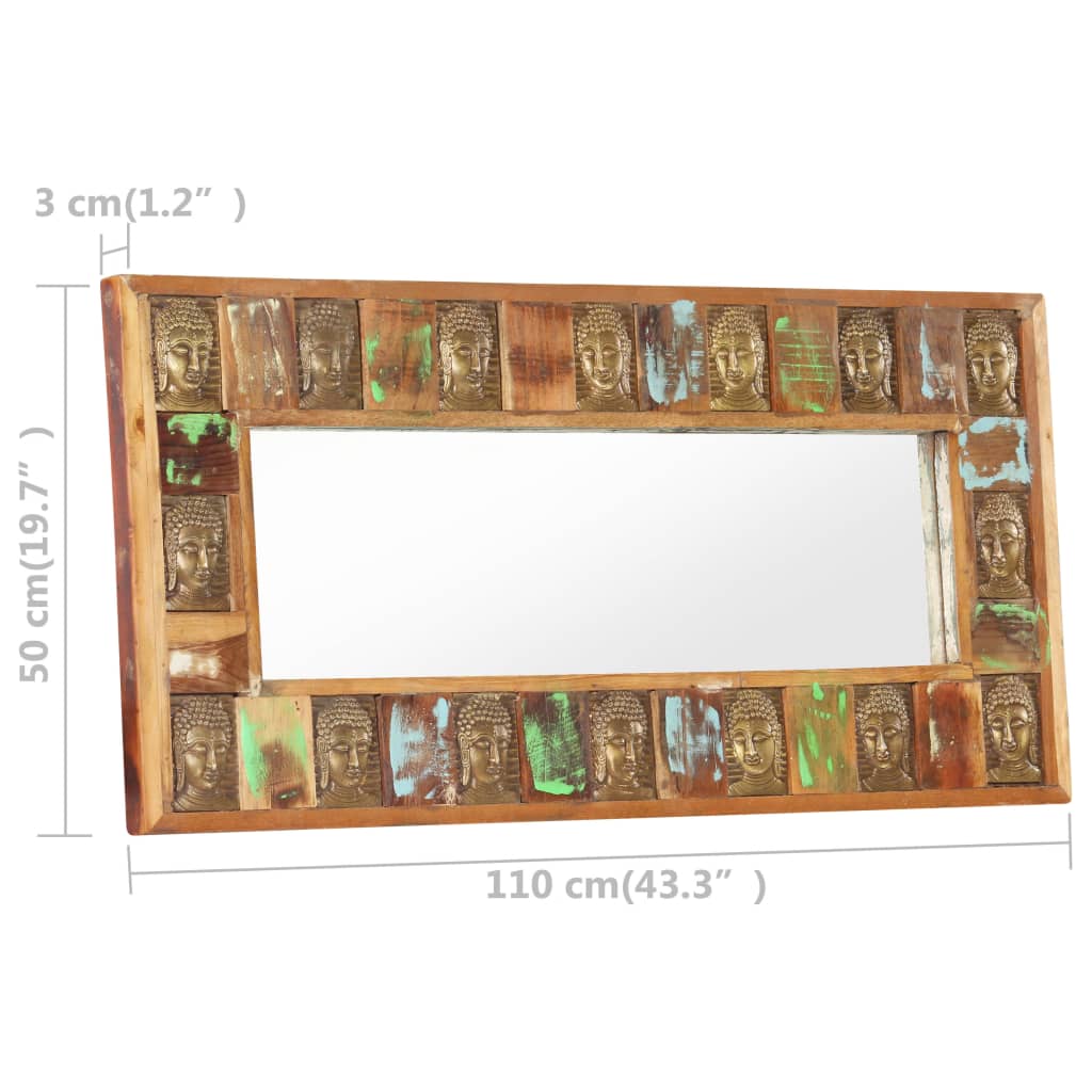 vidaXL Mirror with Buddha Cladding Solid Reclaimed Wood Hallway Multi Sizes-22
