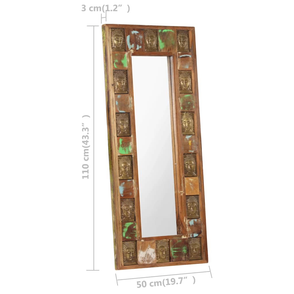 vidaXL Mirror with Buddha Cladding Solid Reclaimed Wood Hallway Multi Sizes-28