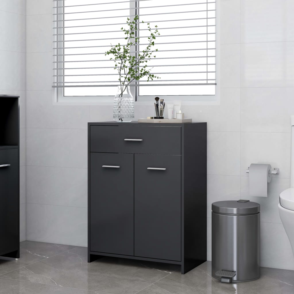 vidaXL Bathroom Cabinet Engineered Wood Indoor Storage Washroom Multi Colors-10