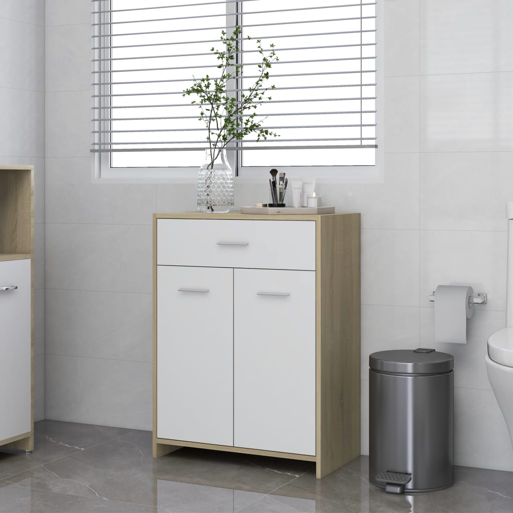 vidaXL Bathroom Cabinet Engineered Wood Indoor Storage Washroom Multi Colors-7