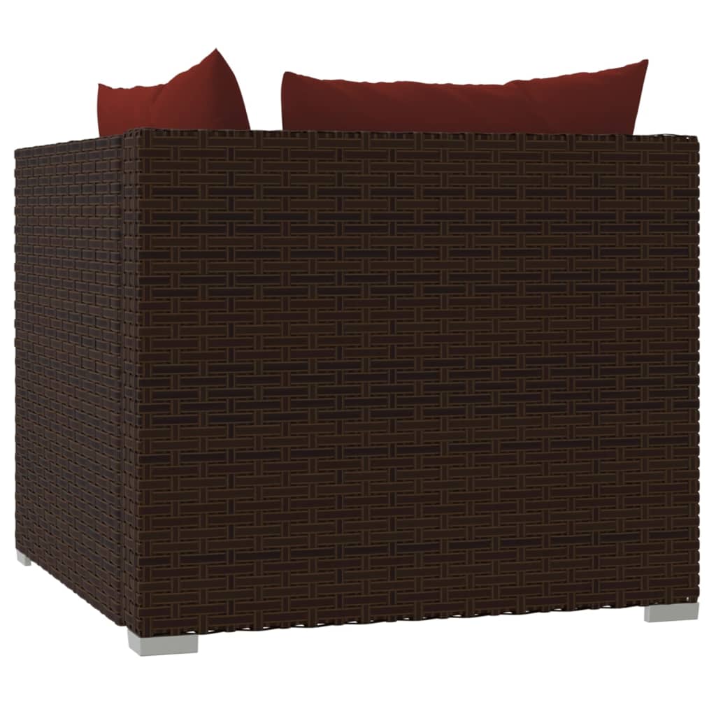 vidaXL 2-Seater Sofa with Cushions Brown Poly Rattan - Scarvesnthangs