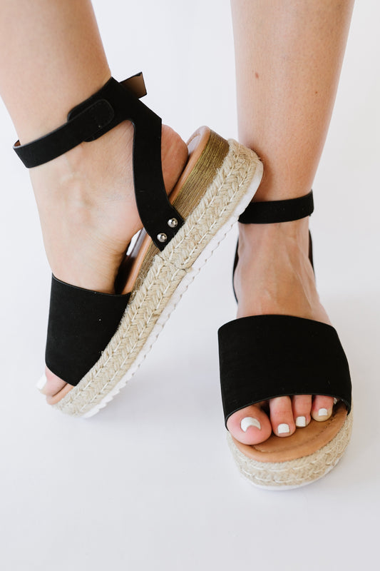 WeeBoo Every Step Espadrille Platform Sandal in Black - Scarvesnthangs