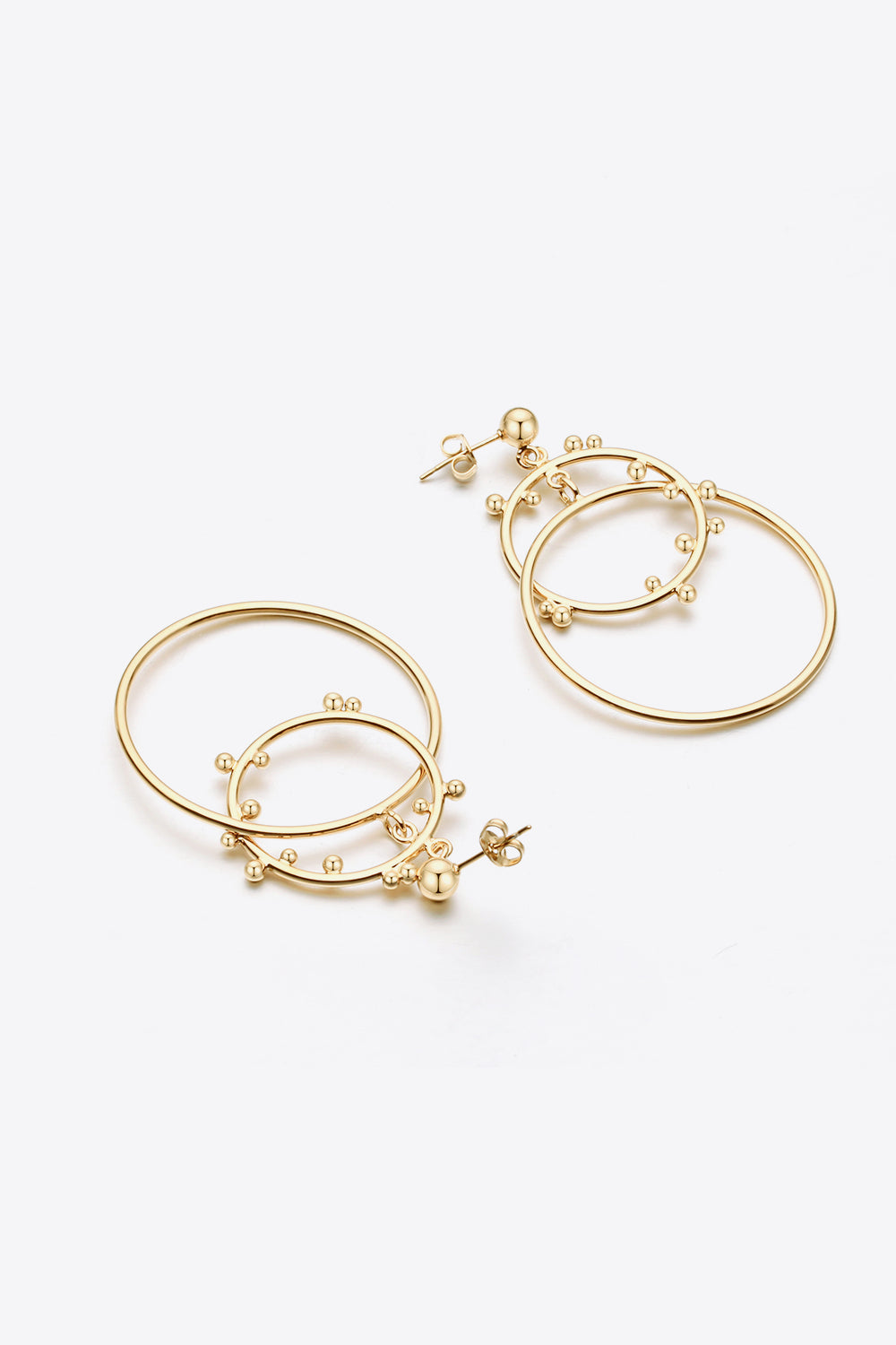 18K Gold-Plated Double Hoop Drop Earrings - Scarvesnthangs