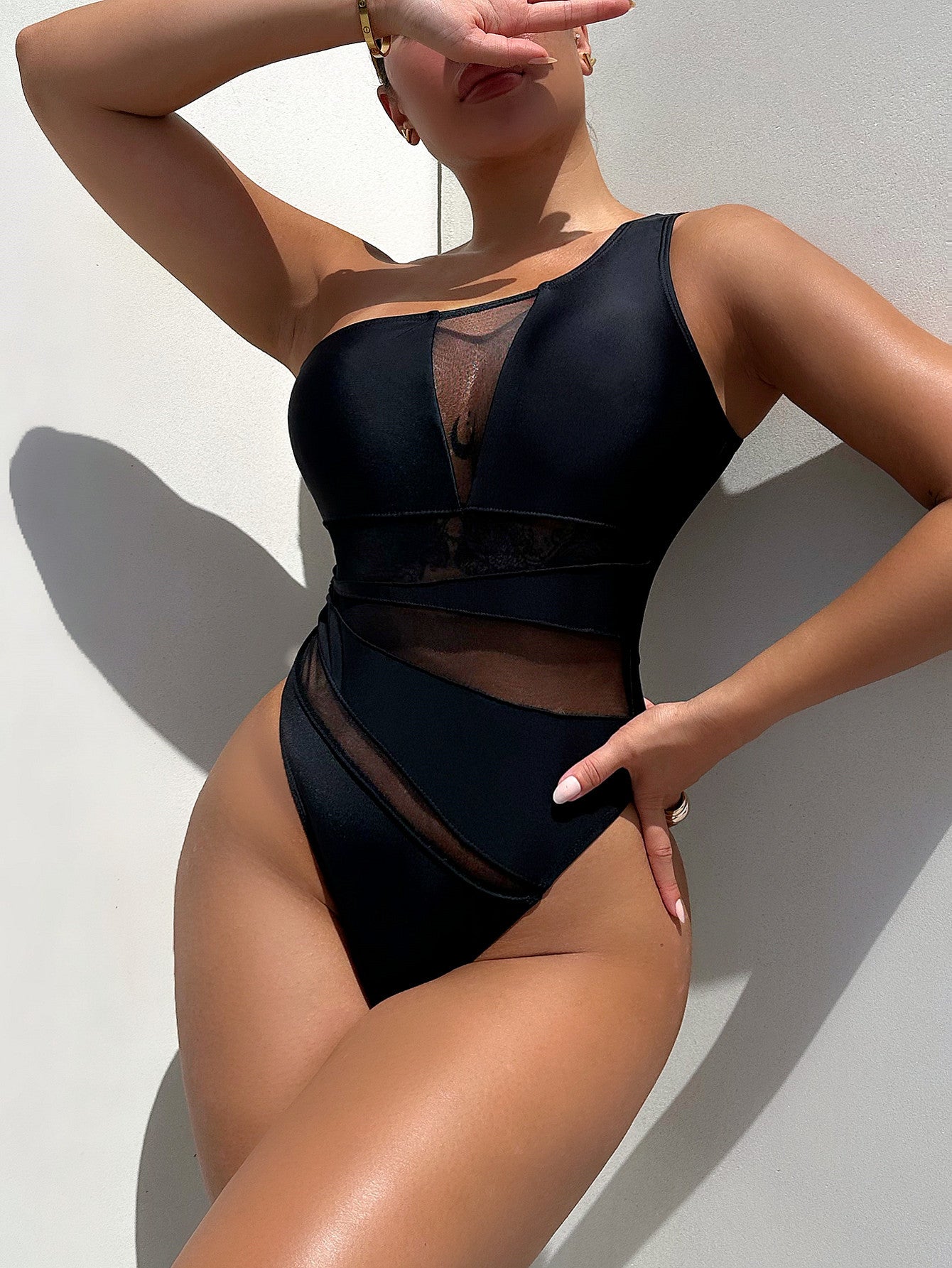 One-Shoulder Sleeveless One-Piece Swimsuit - Scarvesnthangs