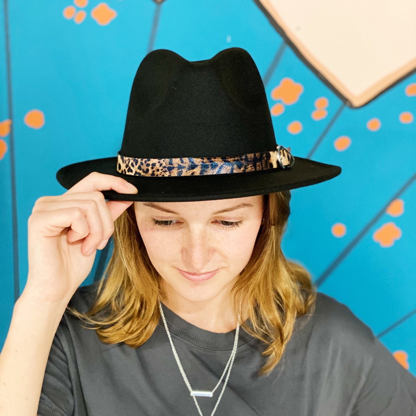 Leopard Band Fedora Hat - Scarvesnthangs