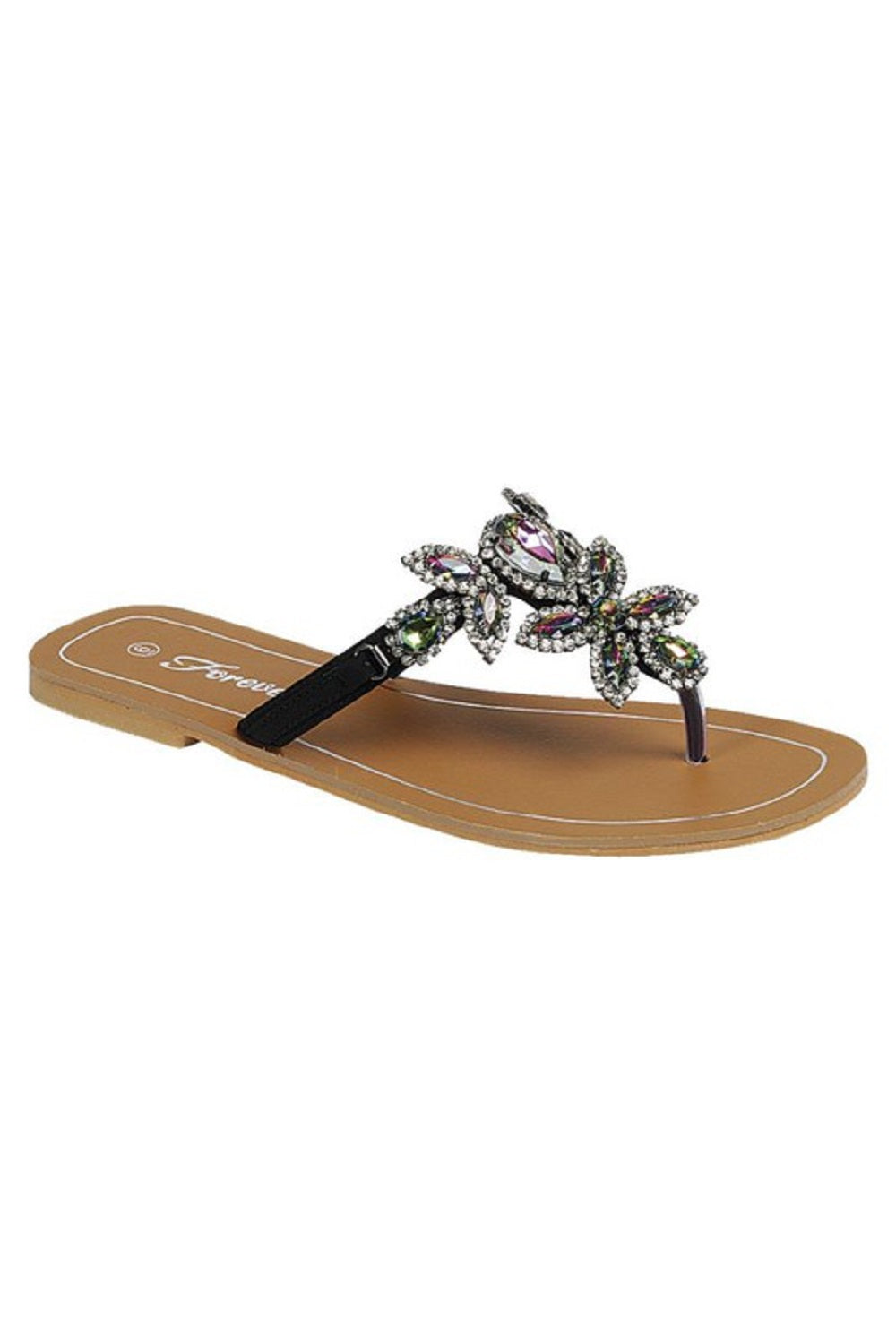 Rhinestone Flip Flop Jeweled Sandals - Black Multi - Scarvesnthangs