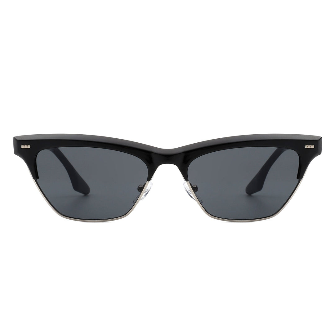 Mistique - Women Retro Half Frame Square Fashion Cat Eye Sunglasses-3