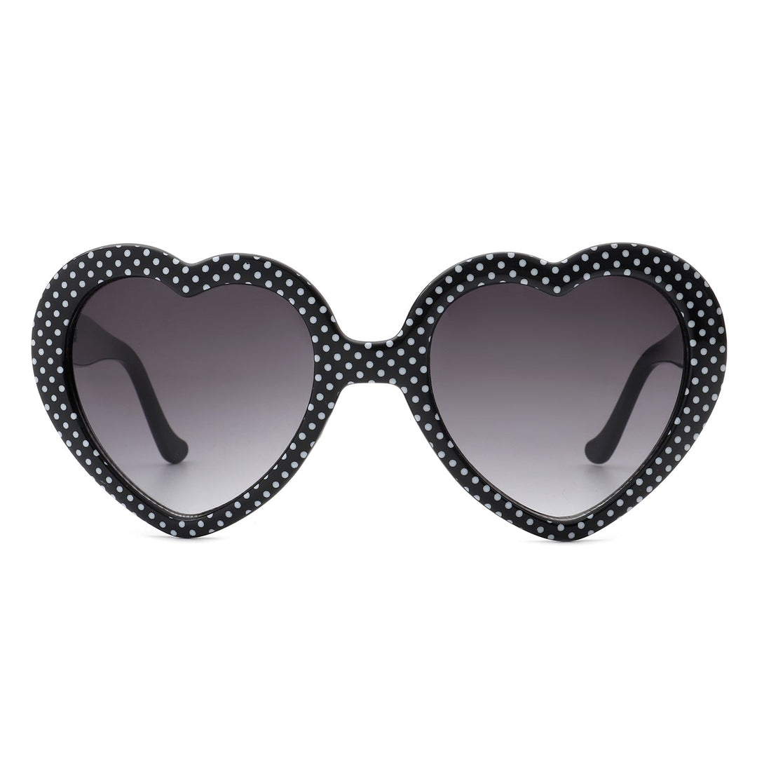 Zephyrly - Women Mod Colorful Dots Party Heart Shaped Sunglasses-3