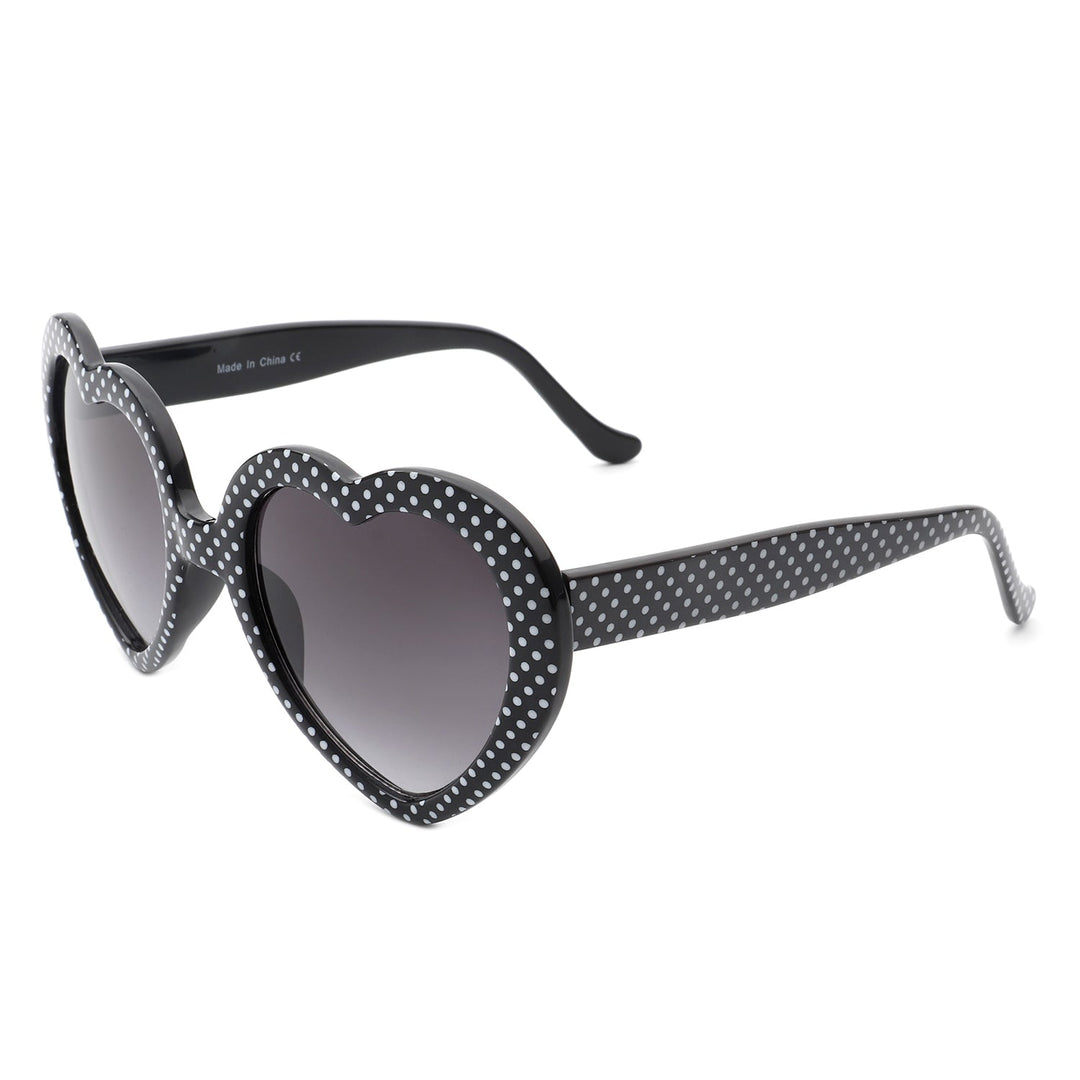 Zephyrly - Women Mod Colorful Dots Party Heart Shaped Sunglasses-2