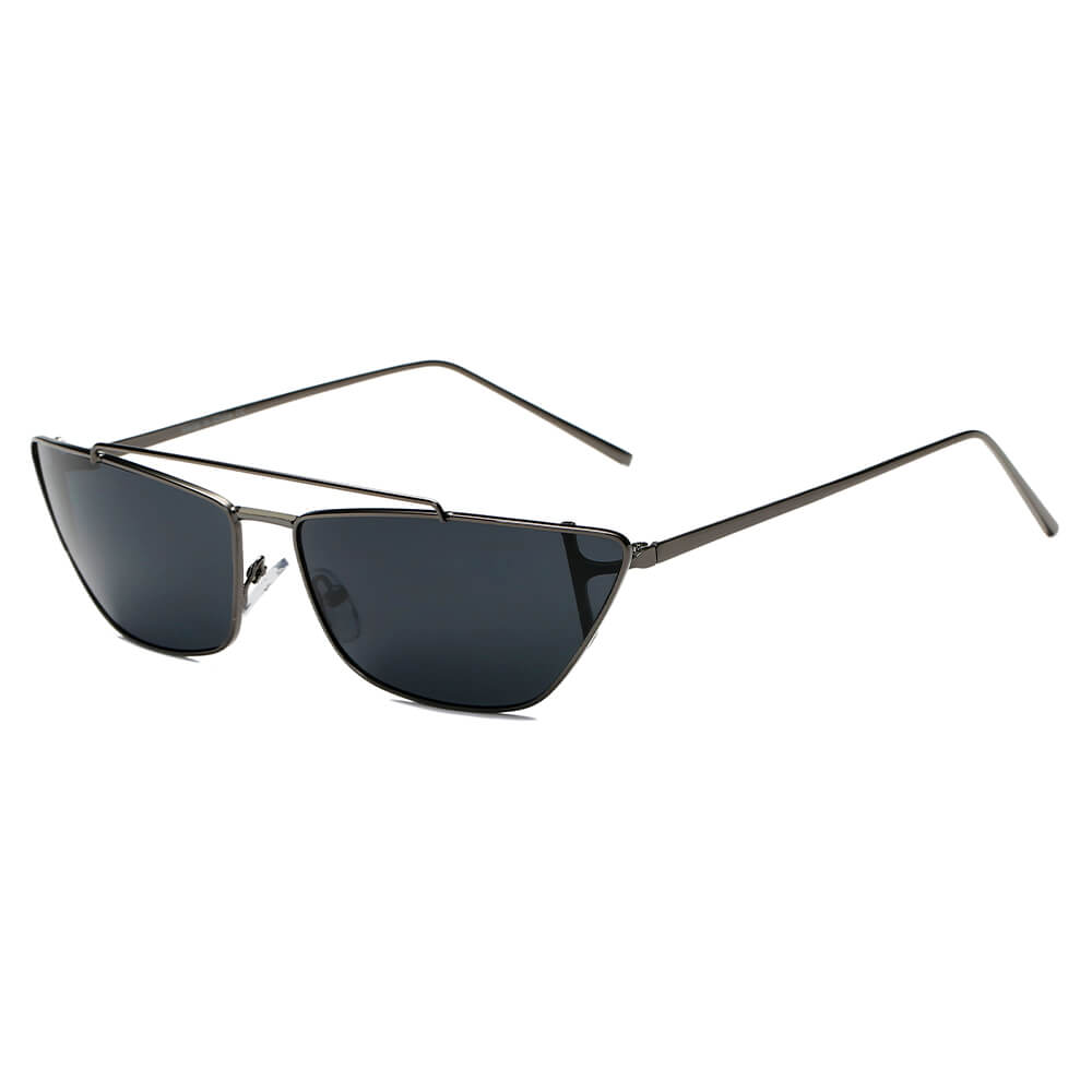 ESTEVAN | Women Metal Retro Flat Lens Rectangular Sunglasses-4