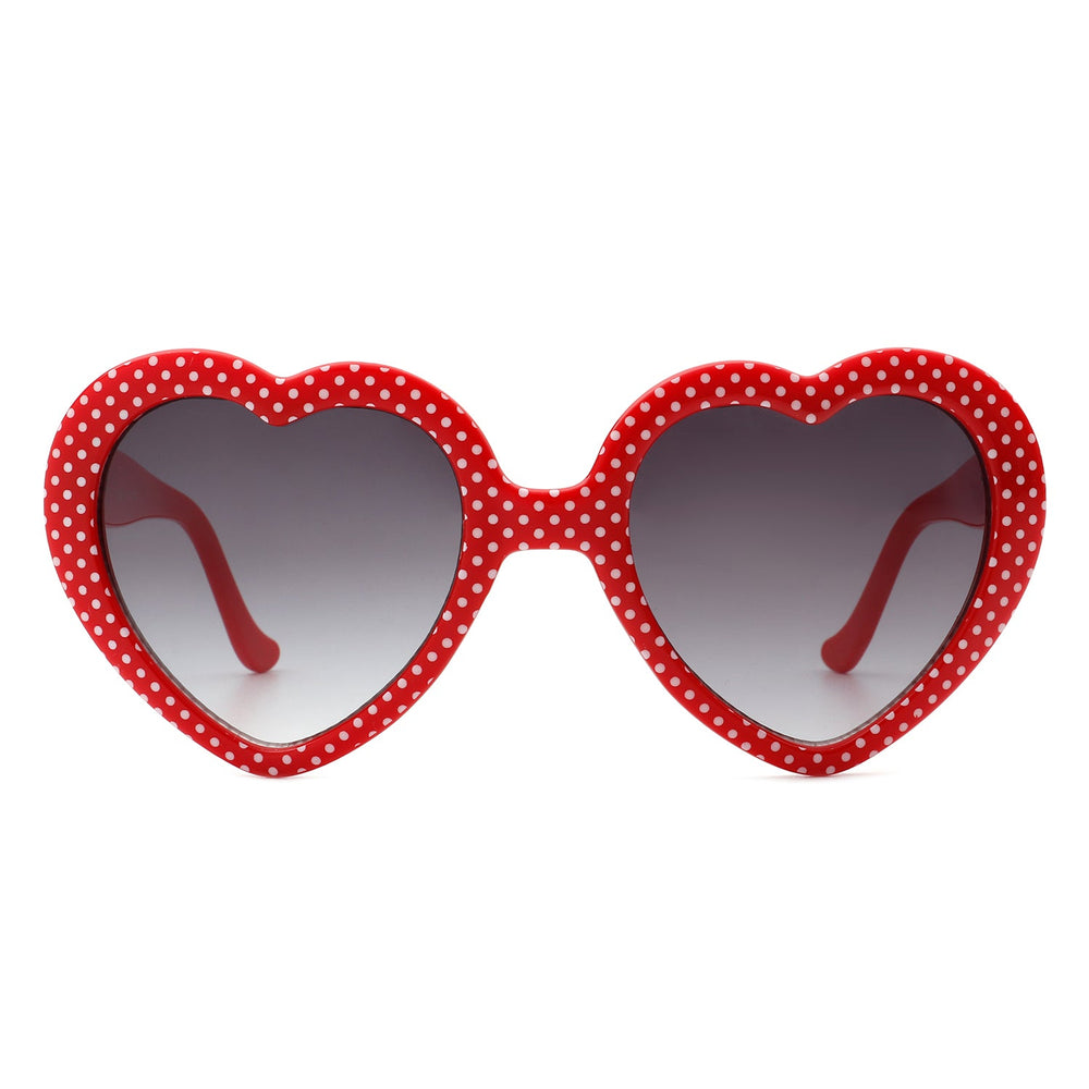 Zephyrly - Women Mod Colorful Dots Party Heart Shaped Sunglasses-1