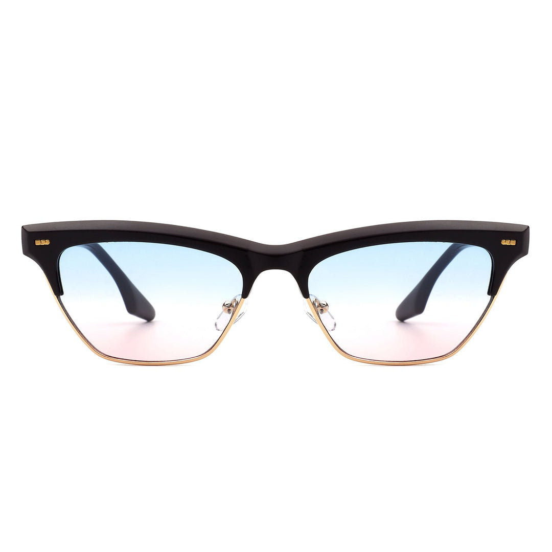 Mistique - Women Retro Half Frame Square Fashion Cat Eye Sunglasses-4