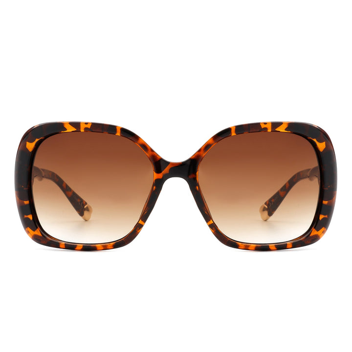 Evernova - Women Retro Square Fashion Flat Top Oversize Sunglasses-4