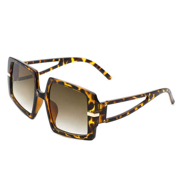 Jasmoria - Oversize Square Geometric Irregular Flat Top Women Sunglasses-4