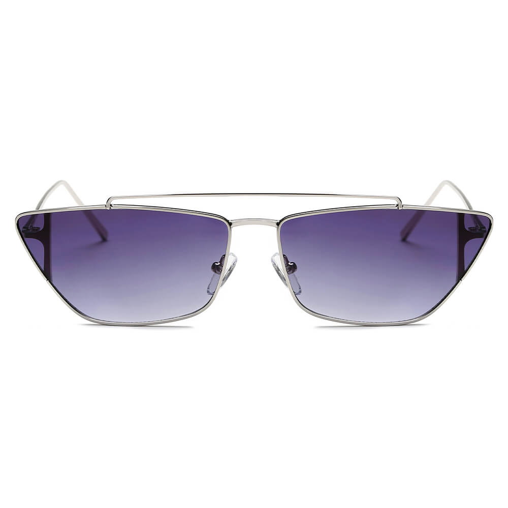 ESTEVAN | Women Metal Retro Flat Lens Rectangular Sunglasses-7