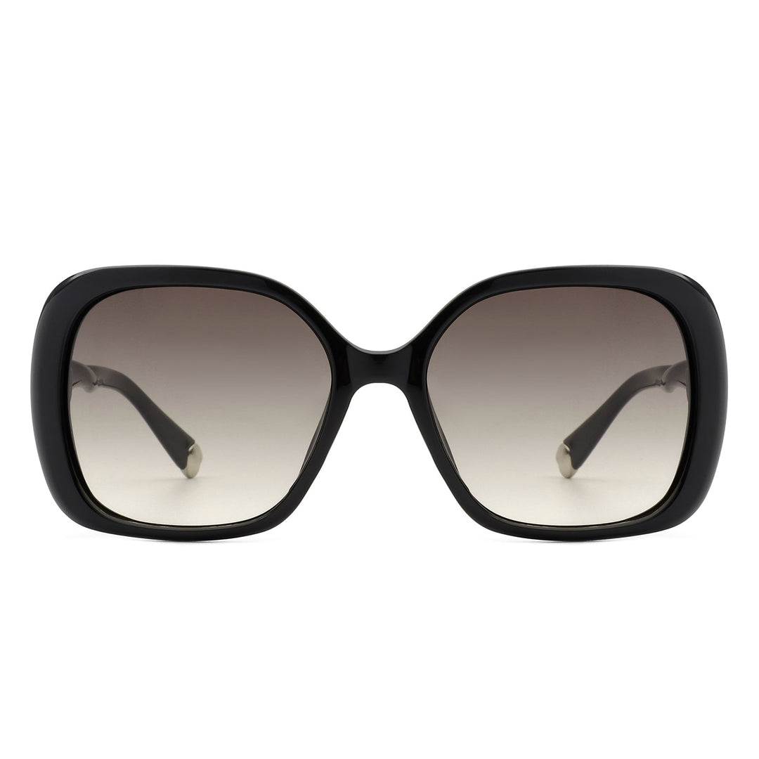 Evernova - Women Retro Square Fashion Flat Top Oversize Sunglasses-1